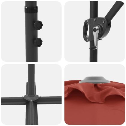 Плажен чадър Теракота 372 x 198 x 243 см Полиестер и алуминий