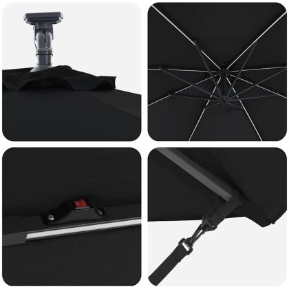 Чадър с кантилевер бананово Черно 294 x 294 x 248 см