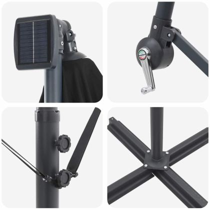 Чадър с кантилевер бананово Черно 249 x 249 x 250 см