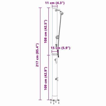 Външен соларен душ Черно 217 см PVC и алуминий