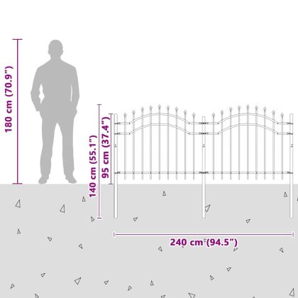 Градска ограда Сив 140 cm Прахово покритие стомана