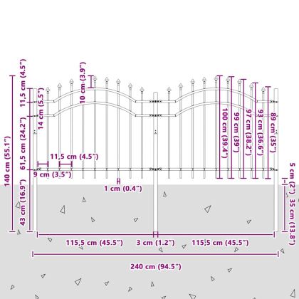 Градска ограда Сив 140 cm Прахово покритие стомана