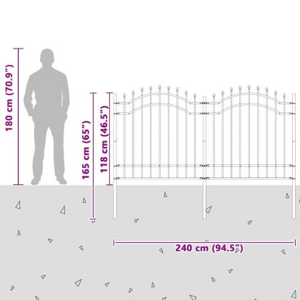 Градска ограда Сив 165 cm Прахово покритие стомана
