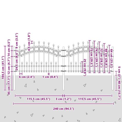 Градска ограда Сив 115 cm Прахово покритие стомана