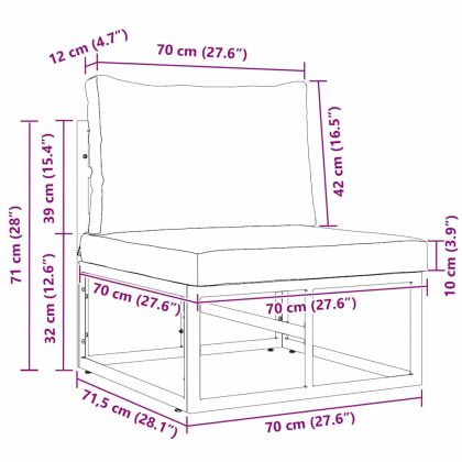 Мебели за открито с възглавница с възглавница Черно Алуминий