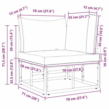 Мебели за открито с възглавница с възглавница Черно Алуминий