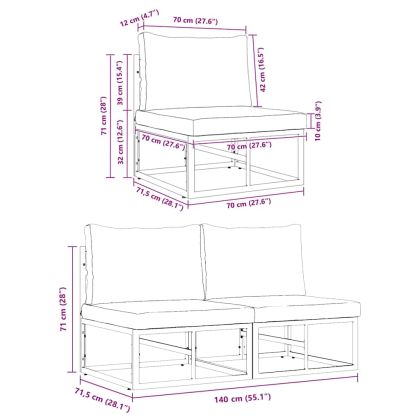 Мебели за открито с възглавница с възглавница Черно Алуминий