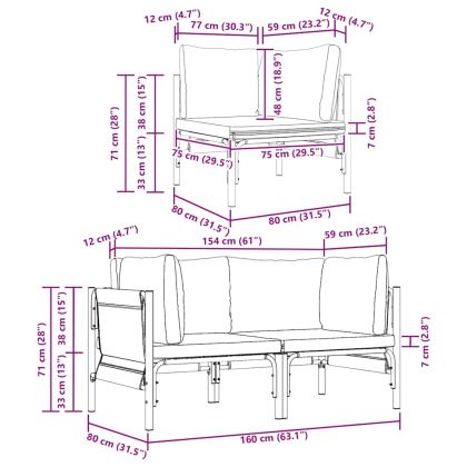 Мебели за открито с възглавница с възглавница Антрацит Стомана