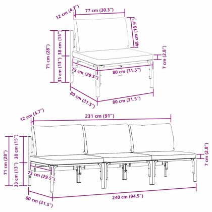 Мебели за открито с възглавница с възглавница Антрацит Стомана