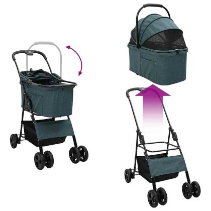 Сгъваема количка за домашни любимци Зелен 81 x 47 x 99 см