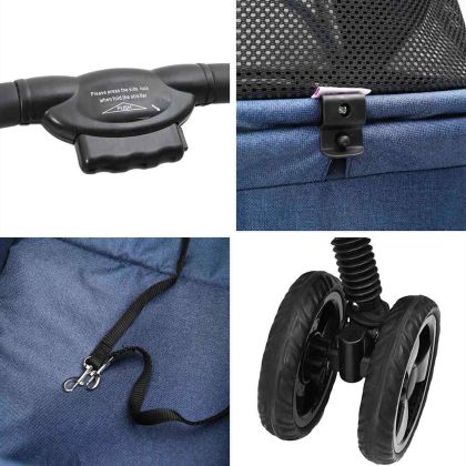 Сгъваема количка за домашни любимци Синьо 81 x 47 x 99 см