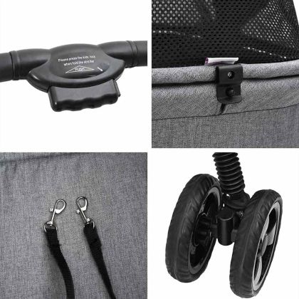 Сгъваема количка за домашни любимци Сив 81 x 47 x 99 см