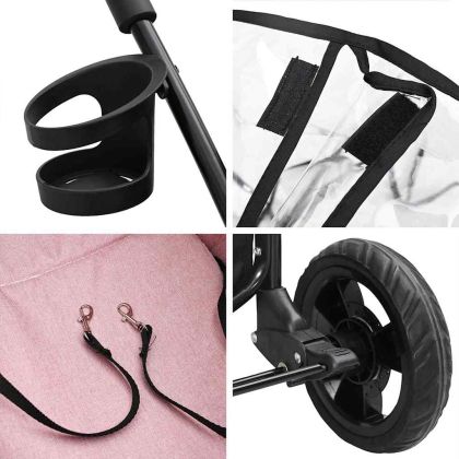 Сгъваема количка за домашни любимци Розово 78 x 54 x 101 см