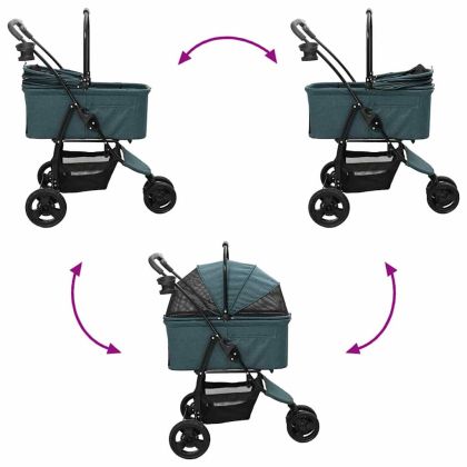 Сгъваема количка за домашни любимци Зелен 78 x 54 x 101 см