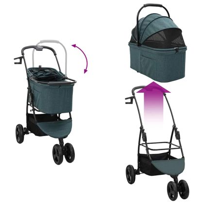 Сгъваема количка за домашни любимци Зелен 78 x 54 x 101 см