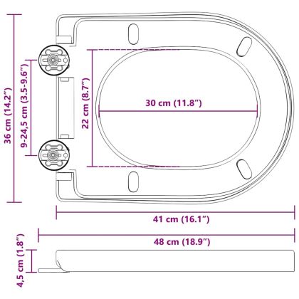 Тоалетна седалка Черно 48 x 36,5 x 4,5 см Полипропилен