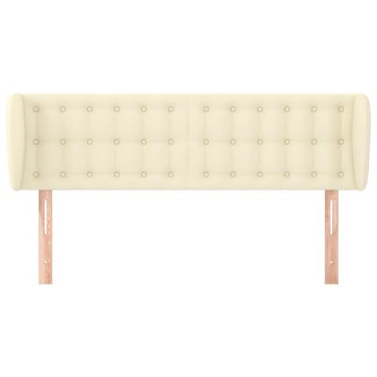 Горна табла с уши, кремава, 147x23x78/88 см, изкуствена кожа