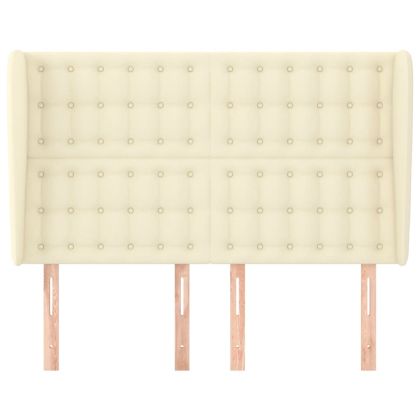 Горна табла с уши, кремава, 147x23x118/128 см, изкуствена кожа