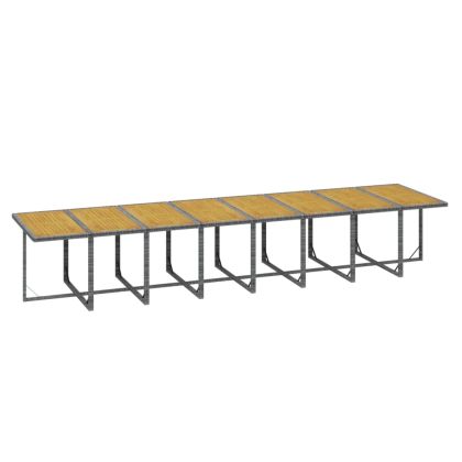 Градински комплект с възглавници 17 части полиратан сив