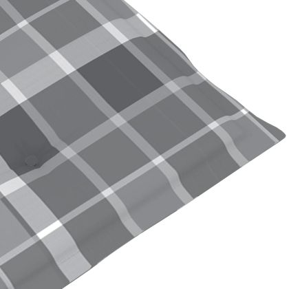 Градински столове, 4 бр, възглавници на сиво каре, тик масив