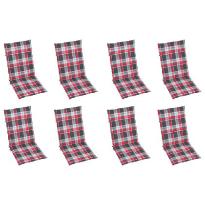 Накланящи градински столове с възглавници 8 бр тик масив