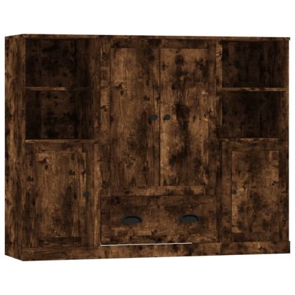 Високи шкафове, 3 бр, опушен дъб, инженерно дърво