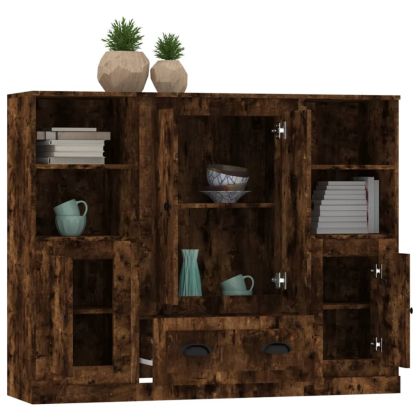 Високи шкафове, 3 бр, опушен дъб, инженерно дърво