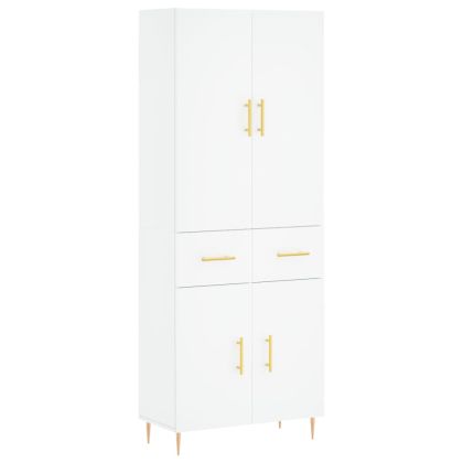 Висок шкаф, бял, 69,5x34x180 см, инженерно дърво