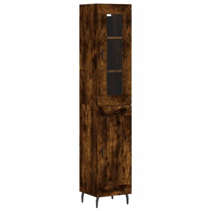 Висок шкаф, опушен дъб, 34,5x34x180 см, инженерно дърво