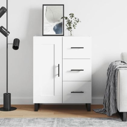 Сайдборд, бял, 69,5x34x90 см, инженерно дърво