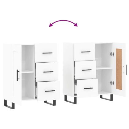 Сайдборд, бял, 69,5x34x90 см, инженерно дърво