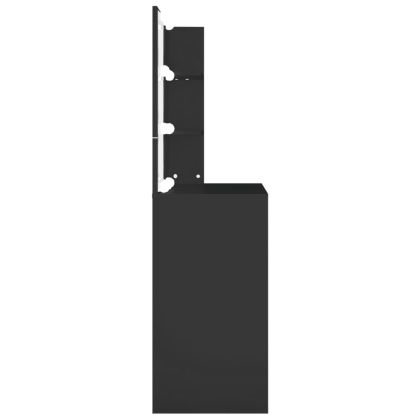 Тоалетка с LED, черна, 74,5x40x141 см