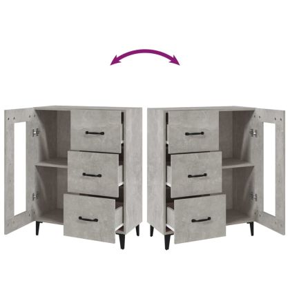 Сайдборд, бетонно сив, 69,5x34x90 см, инженерно дърво