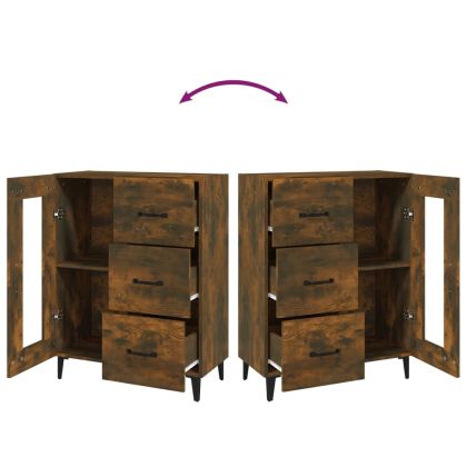 Сайдборд, опушен дъб, 69,5x34x90 см, инженерно дърво