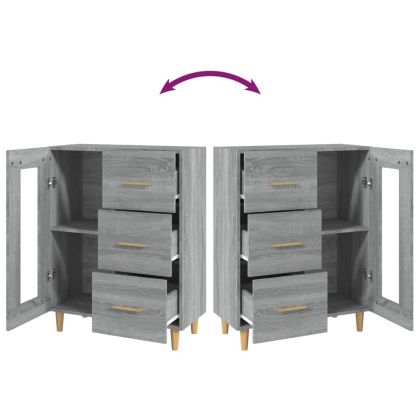 Сайдборд, сив сонома, 69,5x34x90 см, инженерно дърво