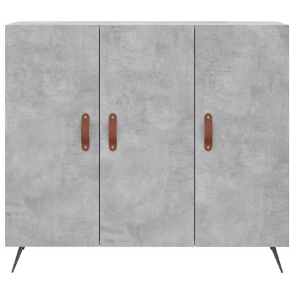 Сайдборд, бетонно сив, 90x34x80 см, инженерно дърво