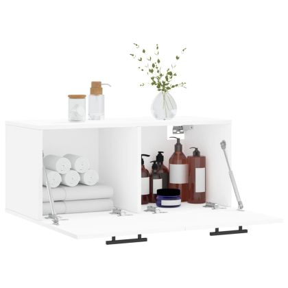 Стенен шкаф, бял, 80x36,5x35 см, инженерно дърво