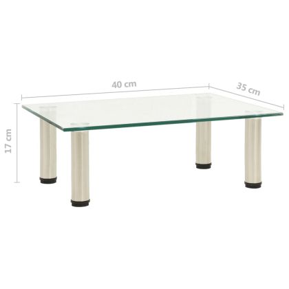 ТВ поставка, прозрачна, 40x35x17 см, закалено стъкло