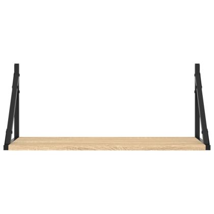 Стенни рафтове 2 бр сонома дъб 60x25x25,5 см инженерно дърво