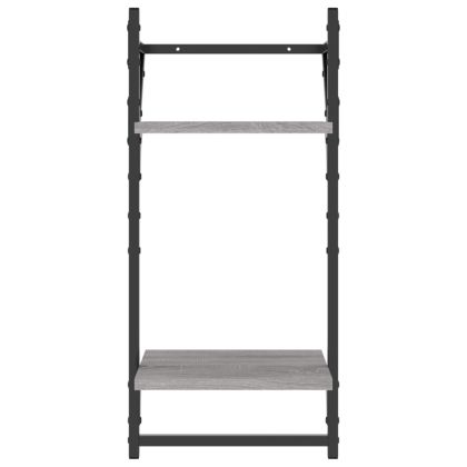 Комплект рафтове за стена 6 части сив сонома инженерно дърво