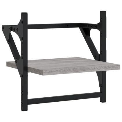 Комплект рафтове за стена 6 части сив сонома инженерно дърво