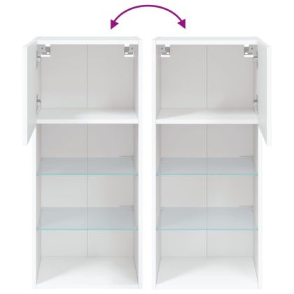 ТВ шкаф с LED осветление, бял, 40,5x30x90 см