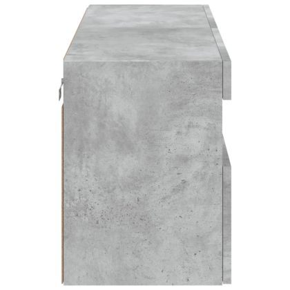 Стенен ТВ шкаф с LED осветление, бетонно сив, 100x30x40 см