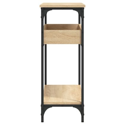 Конзолна маса с рафт, дъб сонома, 100x29x75 см, инженерно дърво