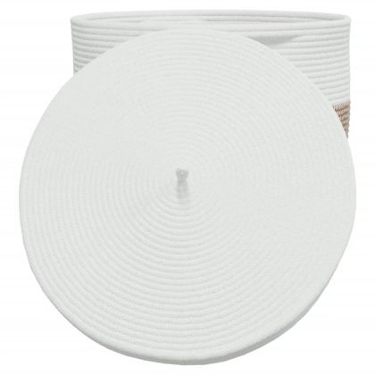 Кош за съхранение с капак кафяво и бяло Ø40x35 см памук