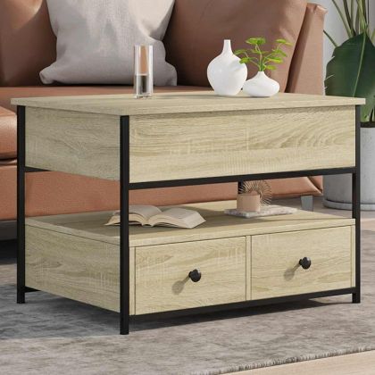 Кафе маса, сонома дъб, 70x50x50 см, инженерно дърво и метал