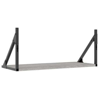 Стенни рафтове 2 бр сив сонома 60x25x25,5 см инженерно дърво