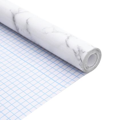 Стикери за мебели, самозалепващи, бял мрамор, 90x500 см, PVC