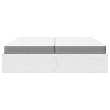 Легло с матрак, бял, 200x200 см, борово дърво масив