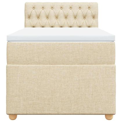 Боксспринг легло с матрак, кремава, 80x200 см, плат